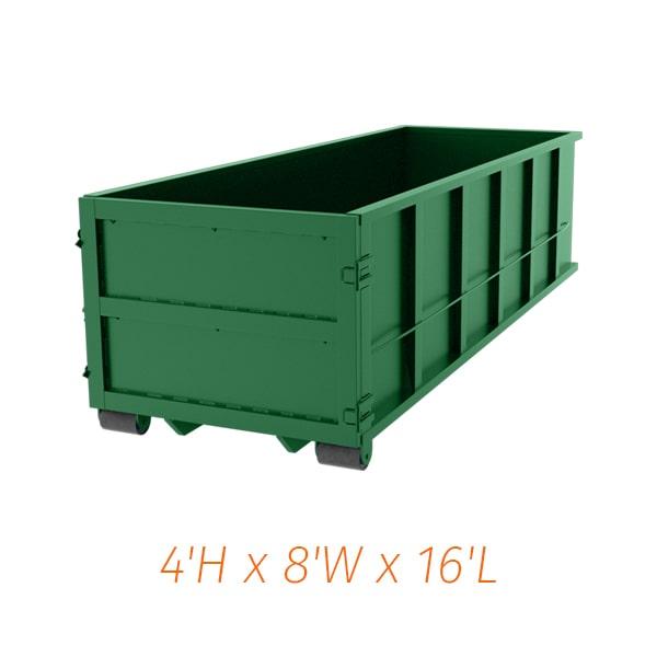 fifteen yard dumpsters have a capacity of 15 cubic yards of waste